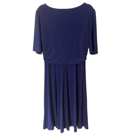 Chaps Womens XL Navy Blue Ruched Dress - Picture 2 of 9
